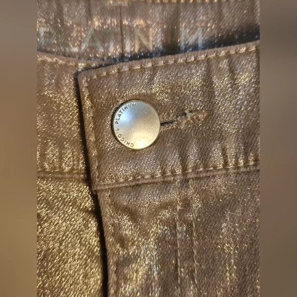 Chico's Platnum Label Gold Shimmer Jeans - Picture 6 of 12